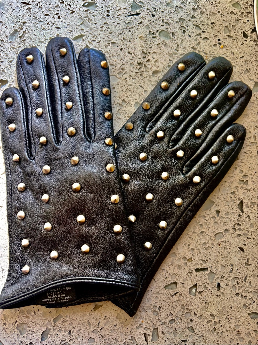 Black Studded Leather Women’s Driving Gloves